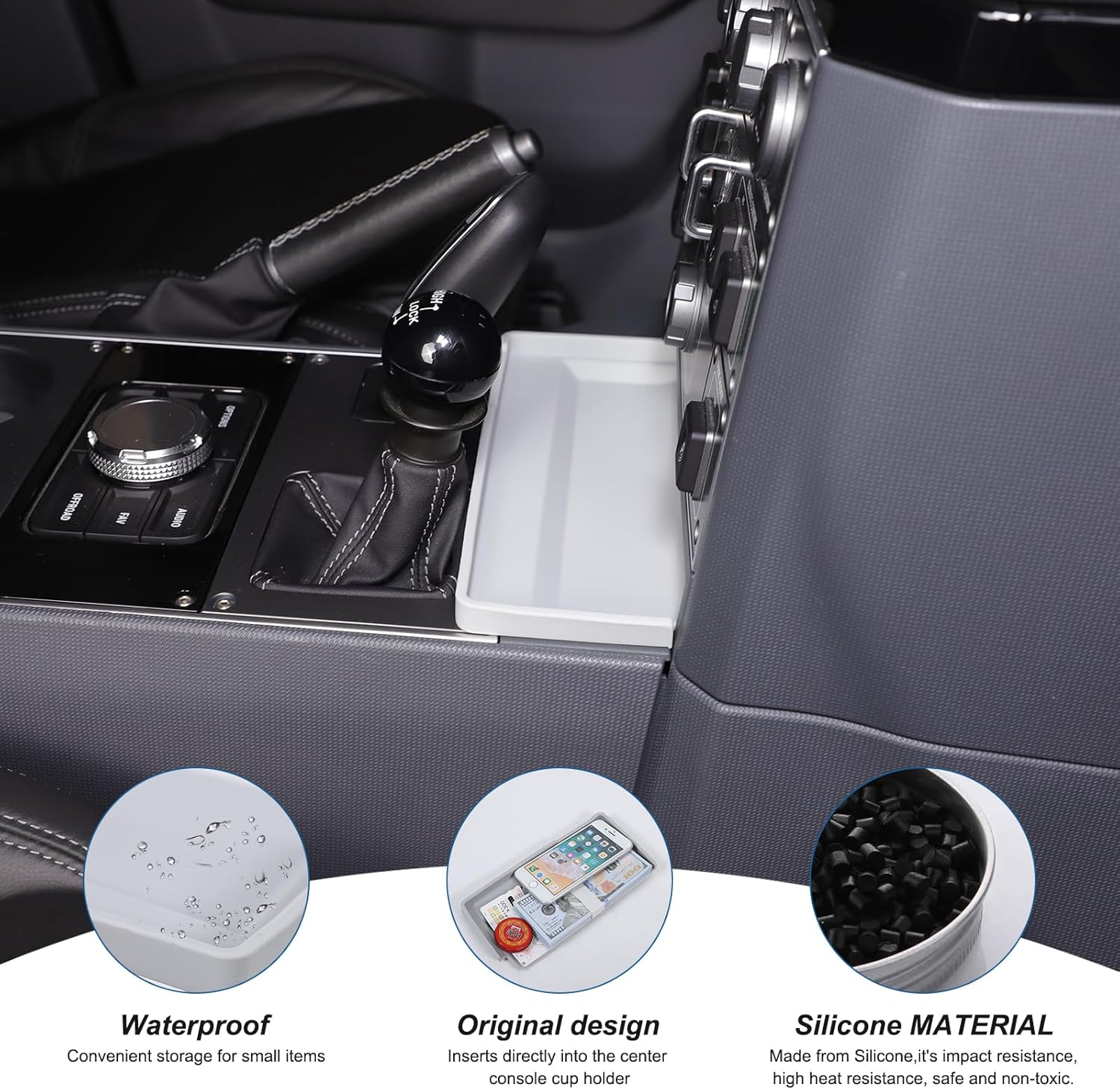 Gear Shift Center Console Front Tray Organizer Compatible with INEOS Grenadier 2020-2024, Center Console Organizer Insert Tray Accessories (Gray)