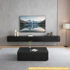 Floating TV Stand with Drawers, Pre-Assembled Wall Mounted TV Console, Modern Floating Media Console for Living Room, Space-Saving Floating TV Cabinet (Black, 63in/160cm)