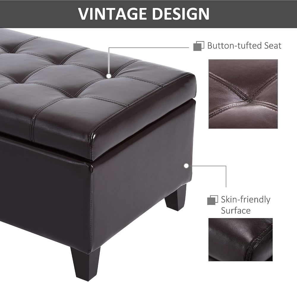 Versatile Storage Ottoman with Upholstered Soft-Touch Fabric Top and Sturdy W...