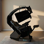 T2 Zero Gravity Leather Massage Chair - Ergonomic Gaming/Office Cockpit, 160° Recline, 3-Screen/49-inch Ultra-Wide Monitor Compatible