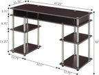 Convenience Concepts Designs2Go No Tools Desk Home Office Desk with Shelves, Corner Shelf Vanity Desk Computer Desk Nail Table for Nail Tech - 47.25" L x 15.75" W x 30" H, Espresso