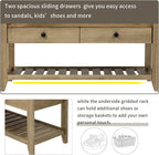 39″ Storage Bench with Cushioned Seat and Drawers,Multipurpose Wooden Entryway Ottoman,Hidden Compartment Organizing Shoe Rack,for Bedroom Hallway Porch,Gray