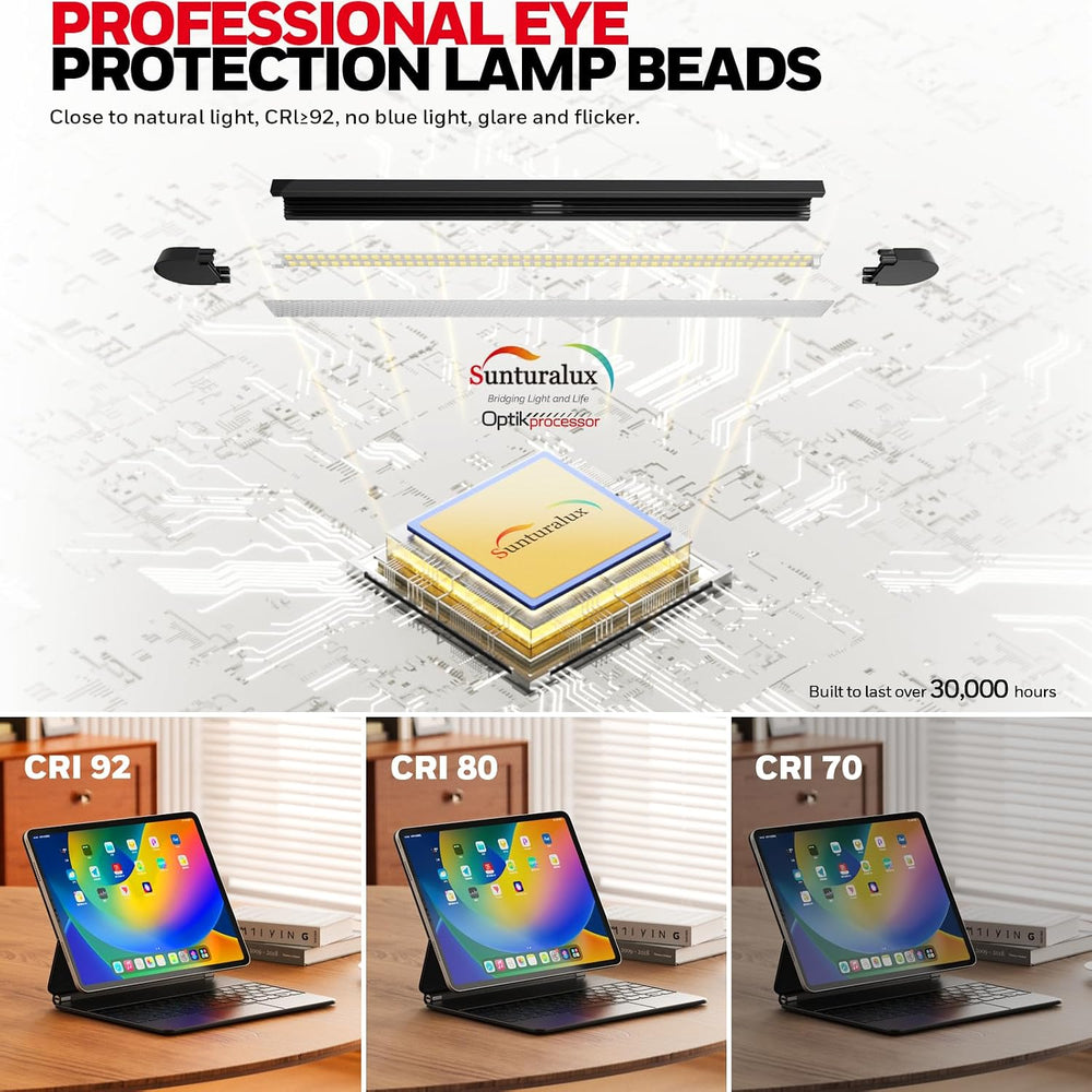 Honeywell Wide Desk Lamp with Clamp for Dual Monitors, 22W Full-Spectrum Eye-...
