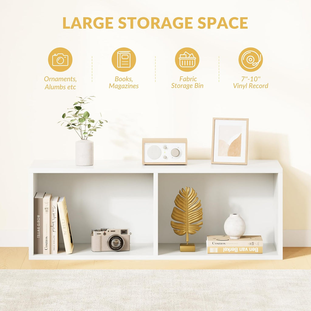 IOTXY DIY Modular Cube Bookcase - CubeXY Customizable Stackable Expandable Basic Shelving Units, 2-Cube Wooden Open Bookshelf for Miscellaneous Storage Organizer, White