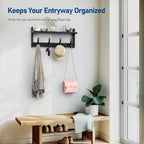 Tatub 20" Rustic Coat Rack Wall Mount with Shelf, Wall Hooks with Shelf, Heavy Duty Entryway Organizer Hangers for Hanging, Hat, Bag, Jacket for Bathroom, Living Room, Bedroom, Black