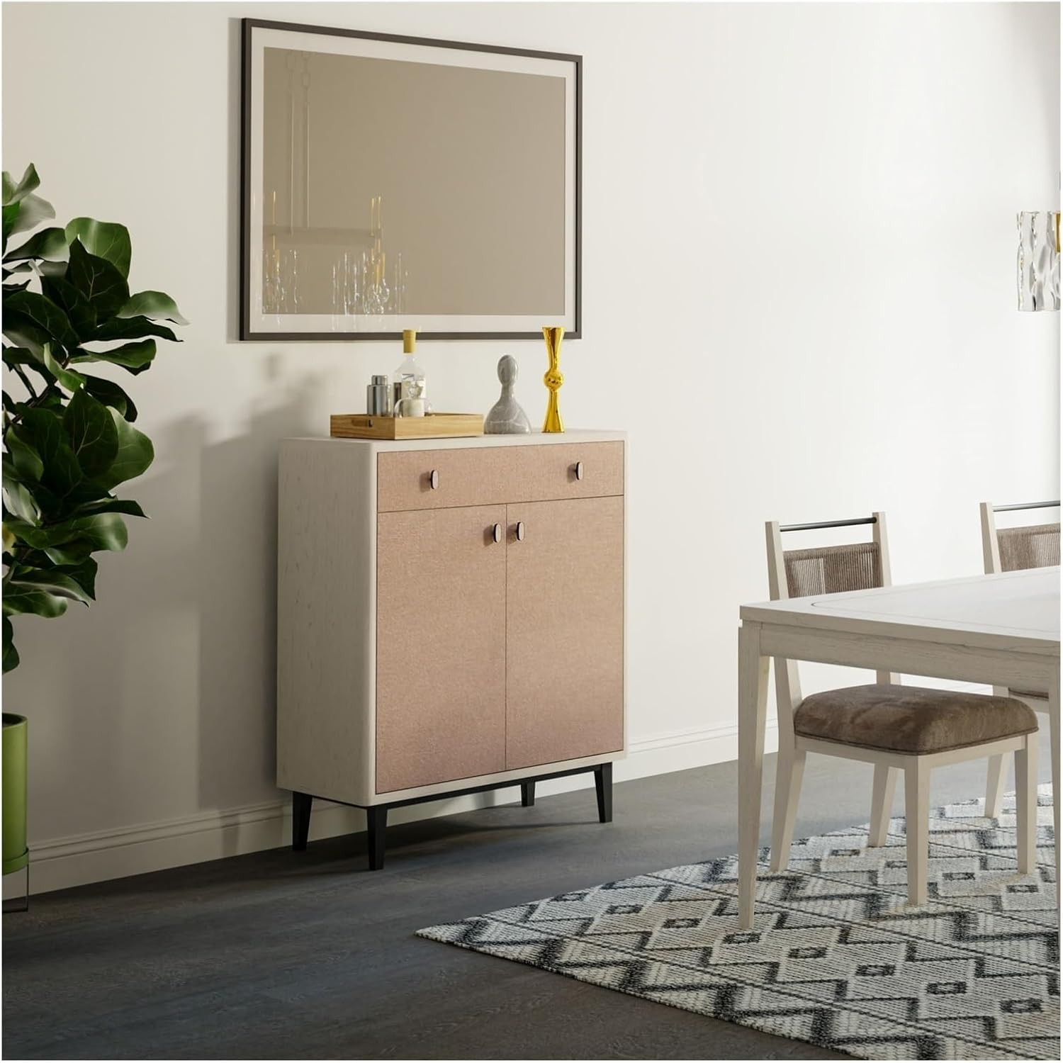 Light Luxury Style Large Storage Cabinet, Two Cabinet Doors, Dual Color Matching,for Kitchen