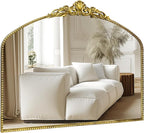G-LEAF Vintage Baroque Mirror 40"X30",Victorian Antique Mirror, Farmhouse Mantel Mirror with Black Brush Gold Ornate Metal Frame for Fireplace Entryway Living Room Hallway Bathroom