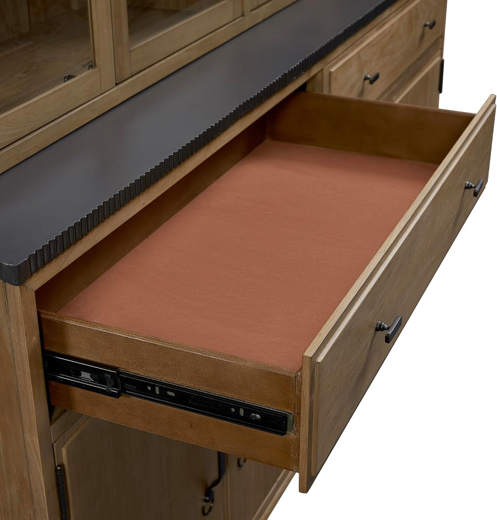 2 Piece Cabinet (Hutch and Buffet) - Almond with Solid Wood and MDF | Two-pie...