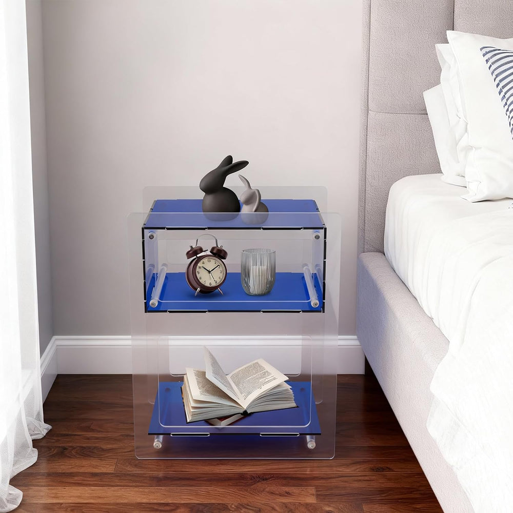 Acrylic Side Table, Acrylic End Table Record Player Table, Bedside Table with...