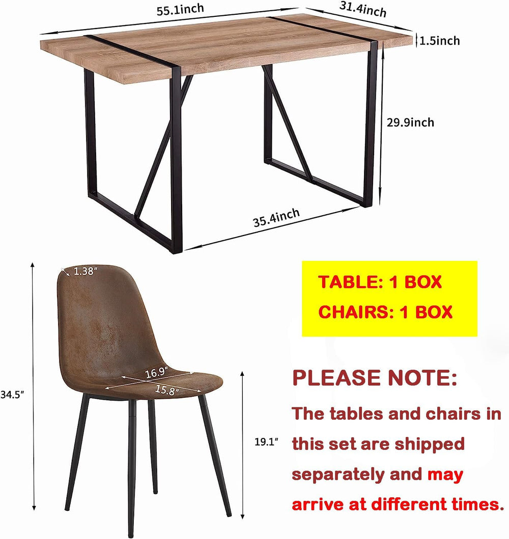 55'' Dining Table Set for 4, 4 Chair Dining Table Set | Dinner Table ...