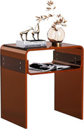 Clear Acrylic End Table 2-Tier Bedside Nightstand for Living Room Bedroom (1, Dark Brown)
