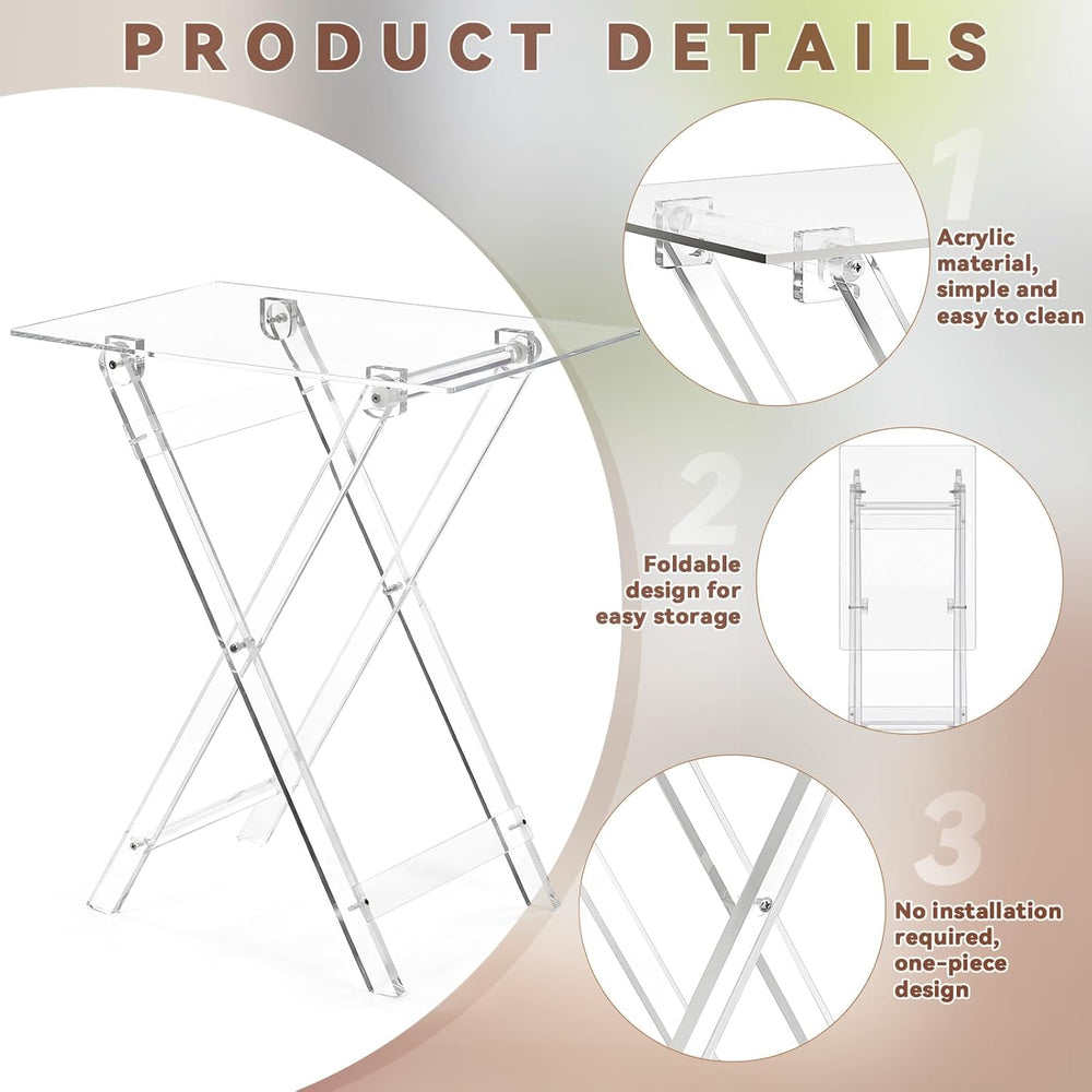 Namalu Acrylic Foldable TV Dinner Table Clear Small Folding Tray Space Saving...