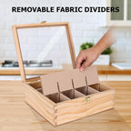 LI.TOPWP Pine Wood Tea Bags Organizer, 12 Compartments Storage Box with Clear Acrylic Window, Multi-Functional Tea Bags Holder for Countertop, Kitchen Cabinet.