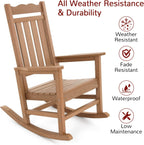 Stoog Patio Rocking Chairs Set of 2, All-Weather Outdoor & Indoor Porch Rocker with 400 lbs Weight Capacity, Front Porch Rocker Chairs Looks Like Real Wood, Teak