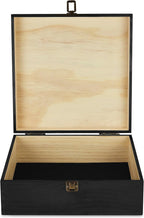 makerflo Large Black Pine Wood Memory Box with Black Felt Inside, Hinged with Clasp, Keepsake Wooden Box Ideal for Craft and Personalization (Laser Engraving, Epoxy, UV DTF, and Vinyl) – Pack of 12