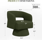 Luxanimarion Swivel Barrel Accent Chair Set of 2,Oversized Teddy Upholstered Round Swivel Chairs,Modern Luxury 360 Degree Living Room Vanity Chair for Bedroom Office,Green,2PCS