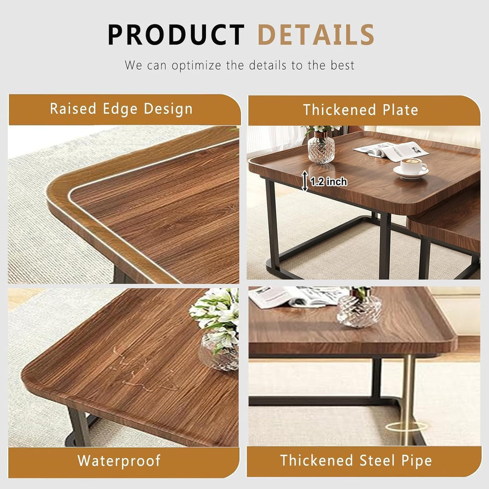 Nesting Coffee Table Set of 2, 23.6"+19.7" Nesting Tables | Small S...