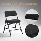Folding Chair with Thick Cushioned Seat, Padded Metal Frame Foldable Chairs for Home Office Party Wedding Indoor Outdoor Use, Heavy Duty Comfortable Portable Dining Chairs, 1 Pack, Black