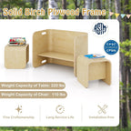 Costzon Kids Table and Chair Set, All in 1 Birch Wood Activity Table, Bench, Storage Shelves, Desk for Children Reading, Arts, Crafts, Snack Time, Fully Assembled, Toddler Table & Chair Set (Natural)