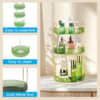 360 Rotating Makeup Organizer - Large Capacity Spinning Perfume & Cosmetic Skincare Holder for Vanity & Countertop (Gem Green, 3 Tier)
