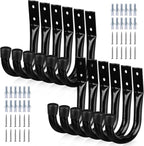 Heavy Duty Garage Storage Hooks, 12-piece Bike Hooks for Garage Wall, Utility Garage Hooks, Wall Mount J Hook for Hanging, Large Metal Storage Organizer Tool, Extension Cord Hanger