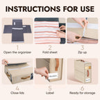 6 Pack Bed Sheet Organizers and Storage(King &Queen Size) with an Elastic Strap, Foldable Closet Linen Sheet Storage Container, Sheet Set Box for Blanket, Duvet Cover and Pillowcase, Beige