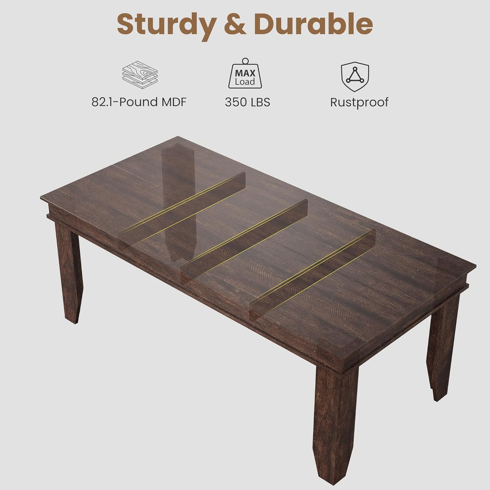 GarveeHome Farmhouse Dining Table for 6-8 People, 71 in Long Kitchen Tables w...
