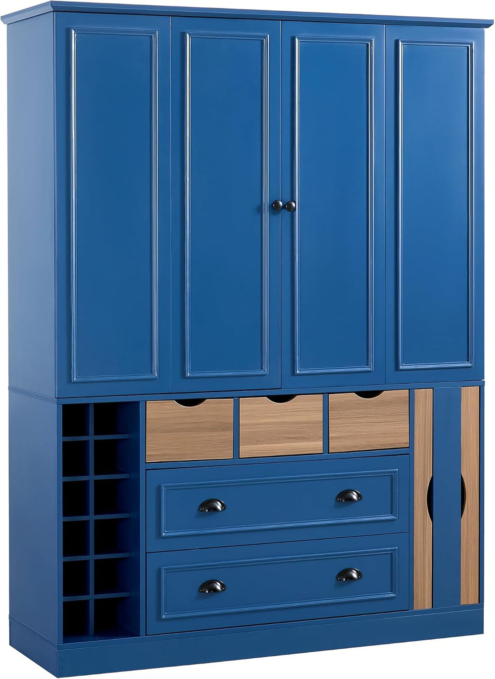 71" Tall Kitchen Pantry Storage Cabinet with 4 Foldable Doors, Freestand...