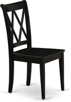 East West Furniture CLC-BLK-W Clarksville Dining Chairs - Double Cross Back Wooden Seat Chairs, Set of 2, Black