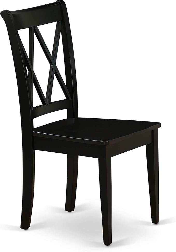 East West Furniture SHCL5-BLK-W 5 Piece Dining Room Table Set Includes a Round Wooden Table with Pedestal and 4 Kitchen Dining Chairs, 42x42 Inch, Black