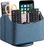 PUSU Remote Control Holder PU Leather 360 Degrees Rotatable Desktop Supply Organizer Storage Box for Controllers Media Stationery Nightstand TV Caddy E-reader iPad Phone Pen/Pencil Cosmetic