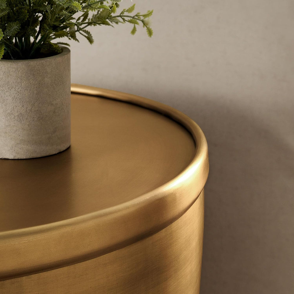 Modway Viora Metal Storage Side End Table in Burnished Brass - Modern Small A...