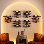 Hoctieon 3-Tier Wall Mount Wine Rack Set (6 Bottles), Wall Mounted Wine Bottle Racks for Display and Storage, Hanging Bottle Holder, for Living Room, Dining Room, Bar, Wine Cellar, Rustic Brown