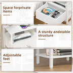 Lerliuo Nightstand Set of 2 with Charging Station and USB Ports, 3-Tier Storage End Table with Drawer Shelf, Night Stand for Small Spaces, Wood Bedside Table for Living Room, Bedroom - Elegant White