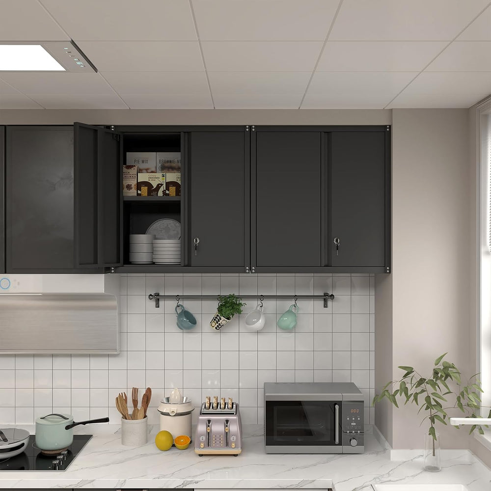 IRONFFICE Metal Storage Cabinet,Garage Wall Cabinets with Locking Doors,Black...