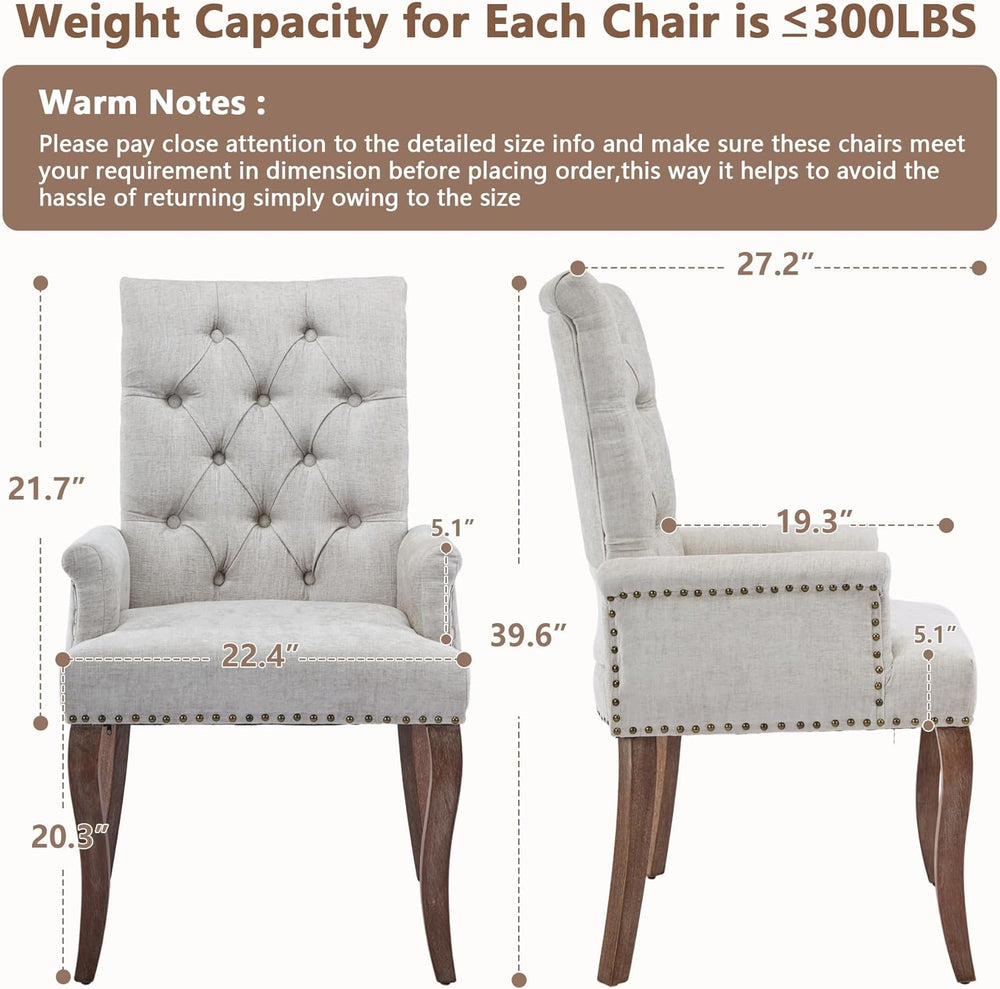 mikibama Chenille Upholstered Dining Chairs with High Back,Vintage Tufted Kit...
