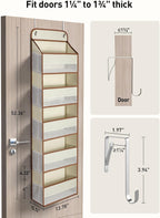 Yecaye 1 Pc 5 Tier Over the Door Organizer with 15 Pockets | 44lb Load Over the Door Storage | No Sagging Closet Organizers and Storage | Versatile Nursery Hanging Organizers for Home Dorm - Beige