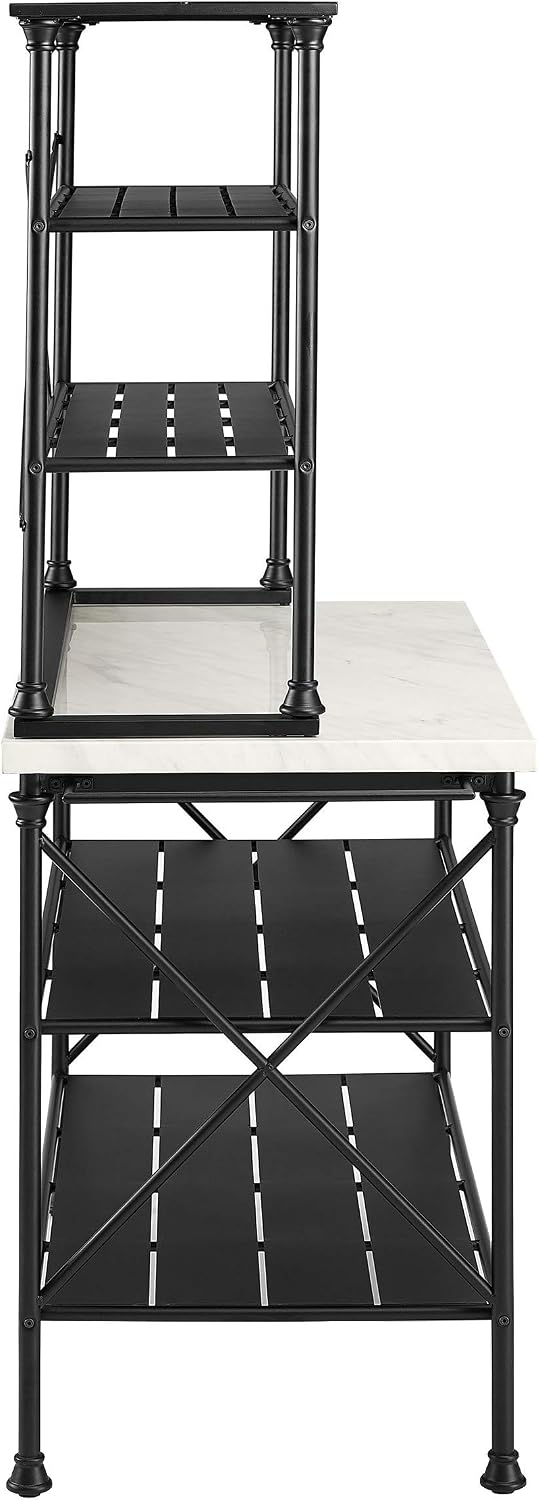 Crosley Furniture Madeleine Kitchen Island and Hutch with Shelves for Storage...
