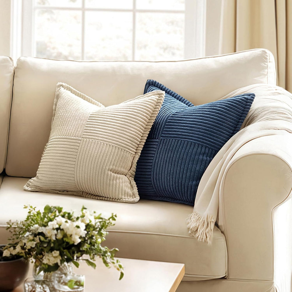 MIULEE Decorative Euro Sham Throw Pillow Covers 24x24 Inch Blue 2 Pack