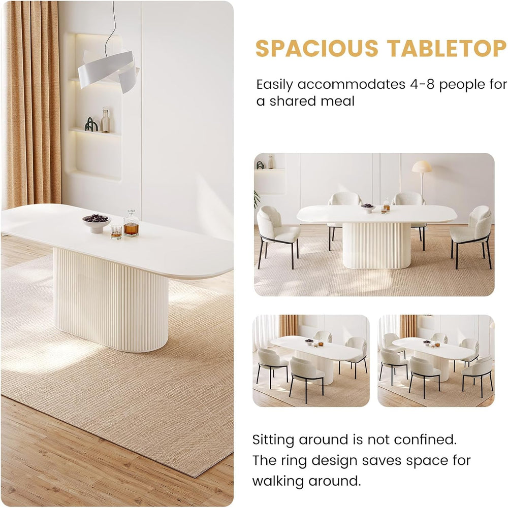 86" Oval Dining Table with 6 Chairs, Modern Kitchen Table Set, Luxury Re...