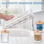 Toothbrush Holders, Toothbrush Holders for Bathroom with 6 Large Capacity Storage Slots & 3 Qtip Holders - Sturdy for Bathroom Counter Organizers and Storage Countertop - Marble White