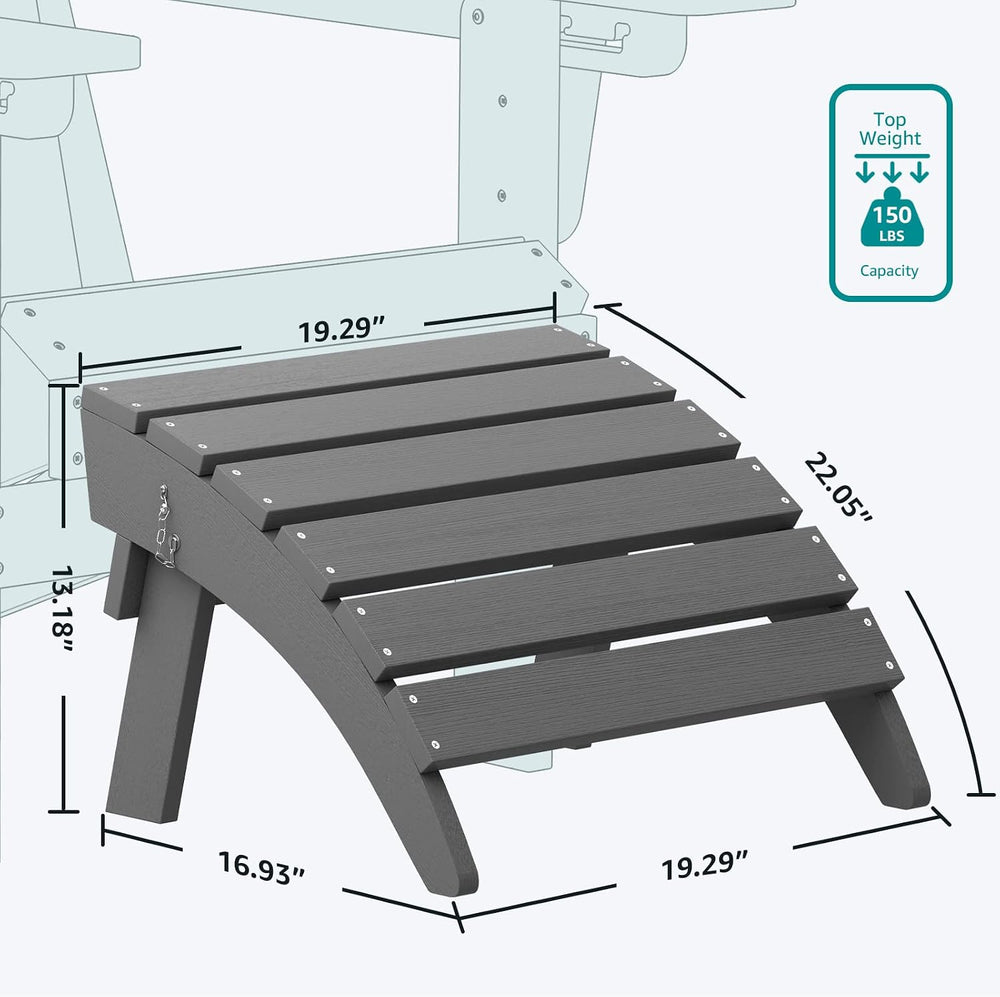 SERWALL Folding Adirondack Chair Footrest Set of 2, Adirondack Ottomans Witho...