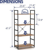 NUMENN 4 Tier Bookshelf, Tall Bookcase Shelf Storage Organizer, Modern Book Shelf for Bedroom, Living Room and Home Office, Vintage