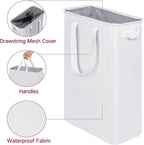 efluky Slim Laundry Basket, Narrow Laundry Hamper with Handles, Collapsible Dirty Clothes Hamper, Tall Laundry Bin for Laundry Room, Dorm and Bedroom, 12.7 Gallons(75L) White