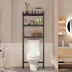Gizoon Over The Toilet Storage, 3 Tier Bamboo Bathroom Organizer with Adjustable Shelf, Freestanding Above Toilet Stand, Bathroom Storage Shelf Rack