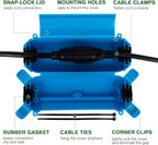 Flemoon [3 Pack] Outdoor Extension Cord Cover, IPX4 Waterproof Box and Safety Housing Case, Ideal to Protect Outdoor Plugs, Electrical Connections, Holiday Decoration Lights, Size Small, Blue