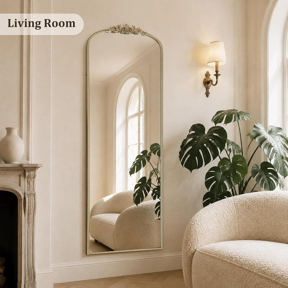 HOMECOOKIN Gold Vintage Arched Full Length Mirror, 65"X22" Antique ...