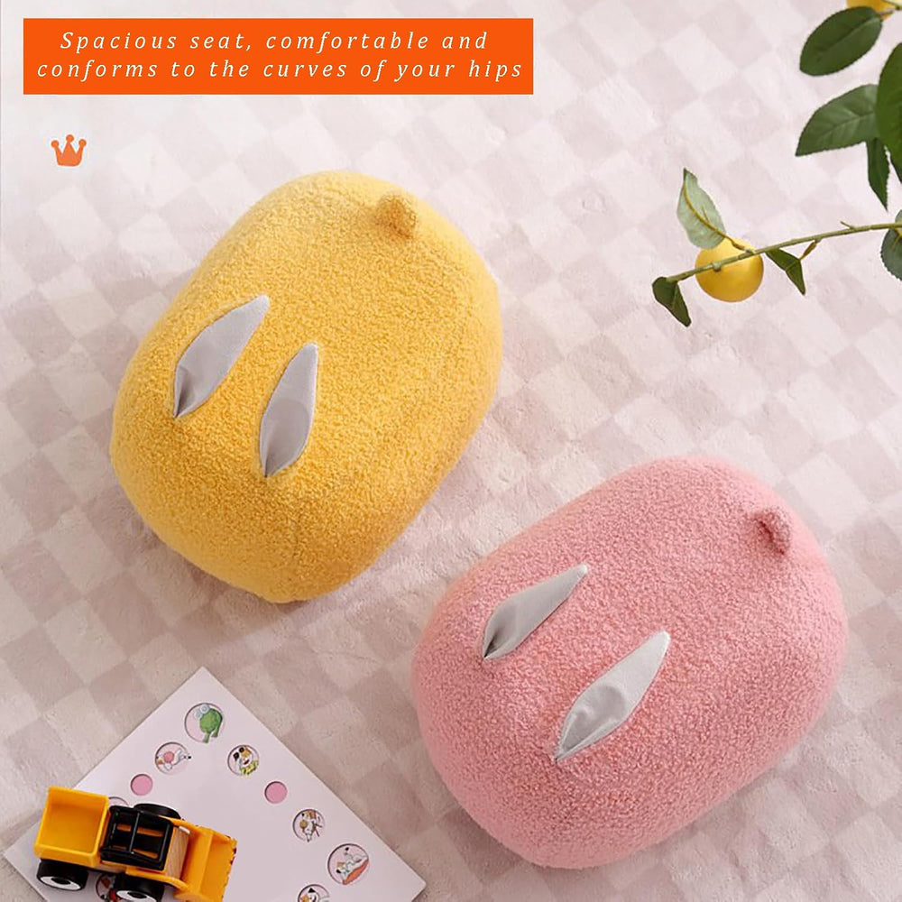 Teddy Fleece Pouf Ottoman, Rabbit Shaped Footstool Upholstered Sofa Foot Rest...