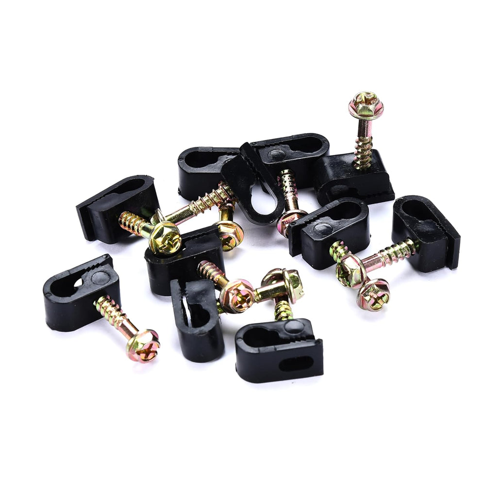 Bolt Dropper Coaxial Cable Clips - Electrical Wire Cable Clip for Cable Management - Screw Clip and Fastener - Coax Cable Holder - Wire Organizer Clamp - Siding Clips for Hanging - Set of 100