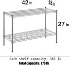 18" Deep x 42" Wide x 27" Height Wire Shelving Kit | 2-Tier | NSF Commercial Storage Rack Unit